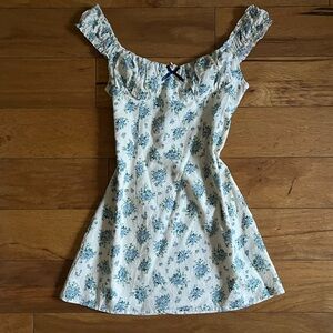 blue and white floral dress